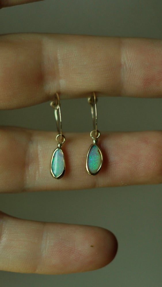 Image of Opal Gold hoops 