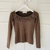 Cocoa Brown Sequin Cashmere Sequin Sweater 