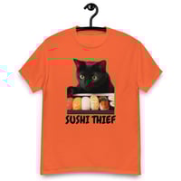Image 4 of Unisex classic tee,  Sushi Thief T-Shirt | Funny Cat Sushi Lover Graphic Tee