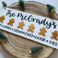 Image 2 of Personalised Family Gingerbread Christmas Plaque – White Sign with Hand Lettering