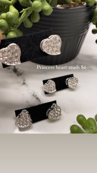 Silver princess heart studs