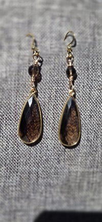 Image 2 of Slim Smoky Teardrop Earrimg