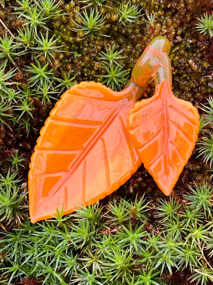 Image of Orange Sunburst Double Leaf Pendant