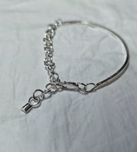 Image 5 of Sterling Silver Single Bar + Handmade Chain Bracelet 