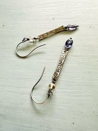 Image 6 of iolite and citrine sterling silver bar dangle earrings