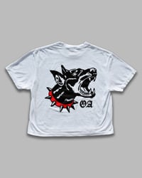 Image 1 of Women's Cropped Offseason Doberman Shirt (White)