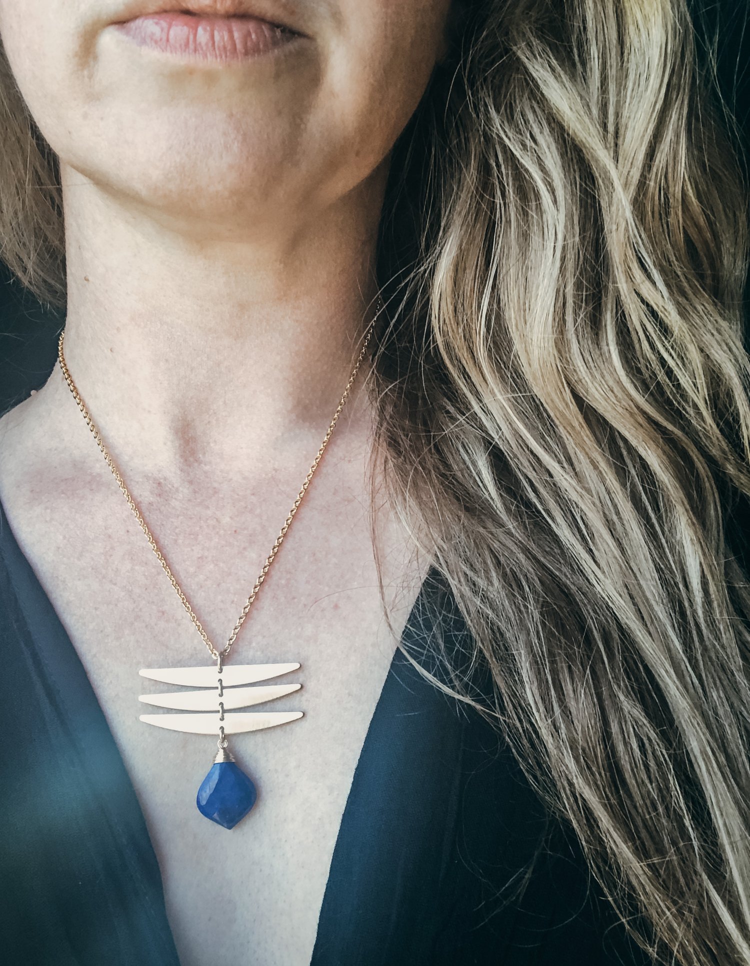 Image of Dragonfly Necklace in Lapis Lazuli