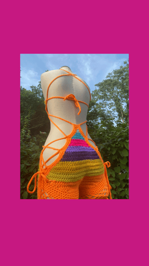 Image of Citrus Berry Crochet Knee Length Jumpuit