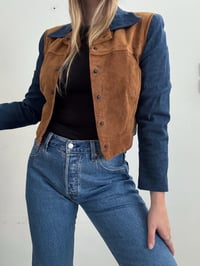 Image 4 of Vintage denim leather jacket // S 