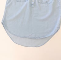 Image 4 of Merona Women's Light Denim Blue 3/4 Button Down Short Sleeves Shirt