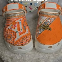 Image 1 of Size 9 Crocs, 2 Stack sets & Earrings