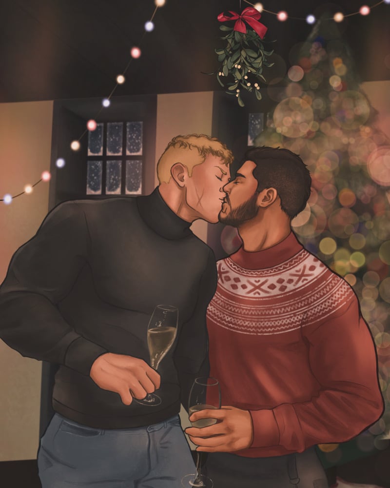 Image of "Mistletoe Kiss" Fine Art Print - Ghoap