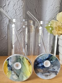 Image 2 of Set of 2 Glass 17oz Drinkware Epoxy Art 'The Capricorn'