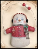 Folk Art Christmas snowman ornament 