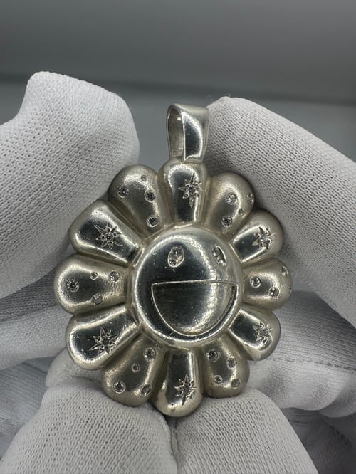 Image of 925 Sterling Silver VVS1 Diamond Set Murakami Flower Pendant by Water and Gold
