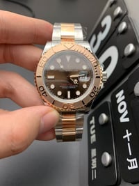 R YM Watch - chocolate and rose gold/silver