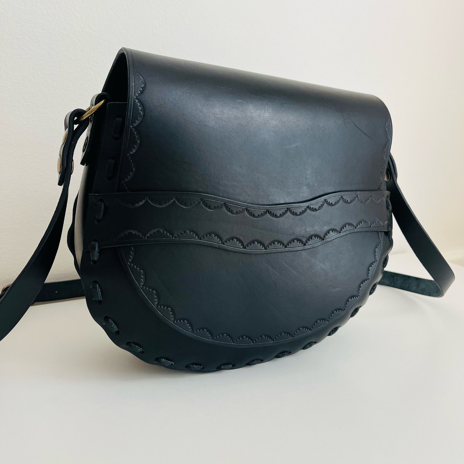 Image of Black Vachetta Crossbody Saddle Bag 