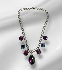 Image 4 of Fuchsia and Blue Oil Spill Necklace 