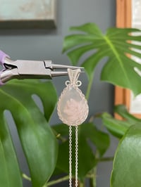 Image 2 of Silver Flower Agate Teardrop Crystal Necklace