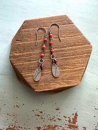 Image 12 of Italian coral and ruby follow your heart earrings