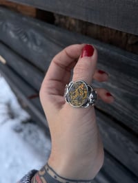 Image 2 of Jasper inlay skull ring size 11