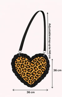Image 5 of Leopard Heart Crossbody Bag – Bronze Satin Ruffle 🤎