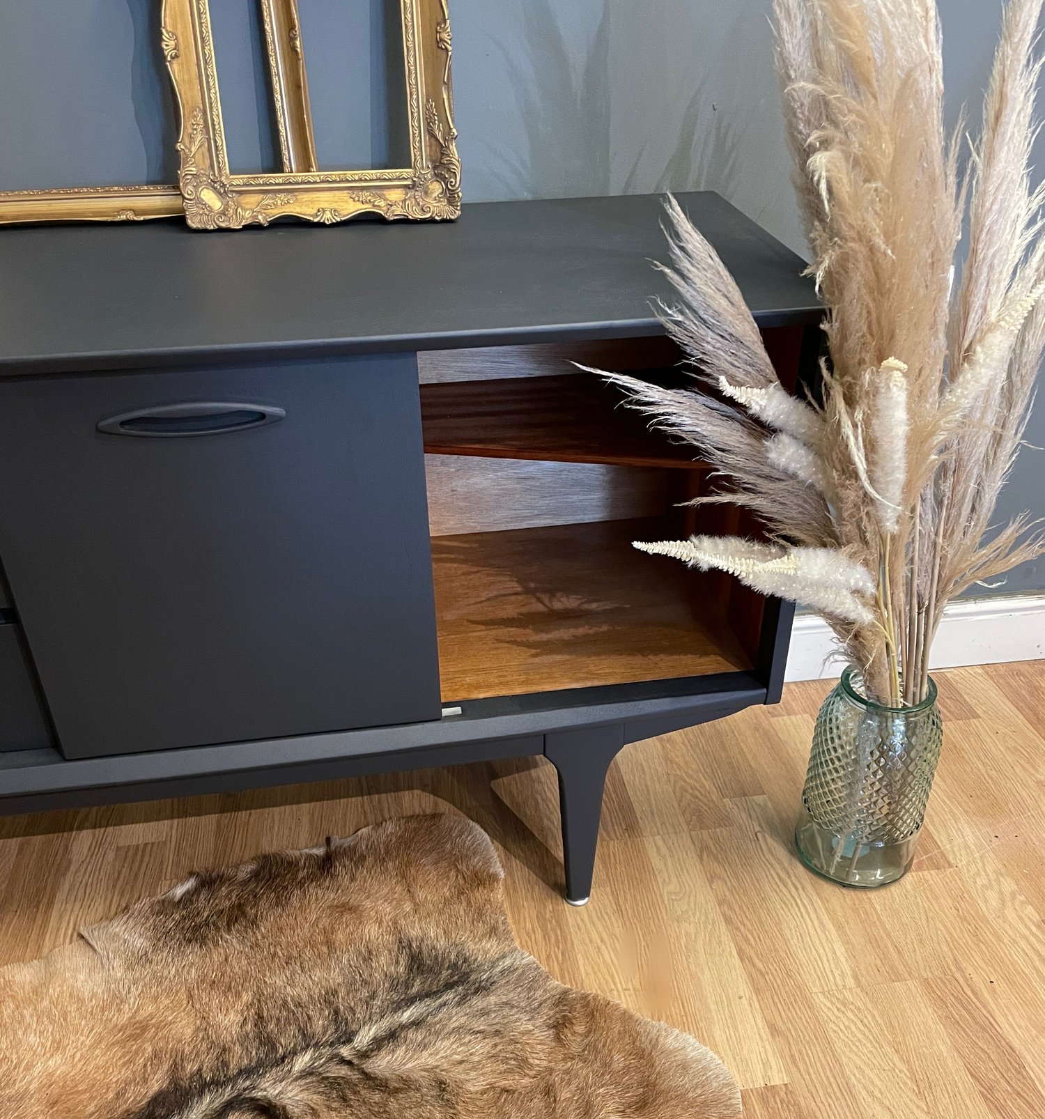 Image of Dark grey Jentique teal sideboard 