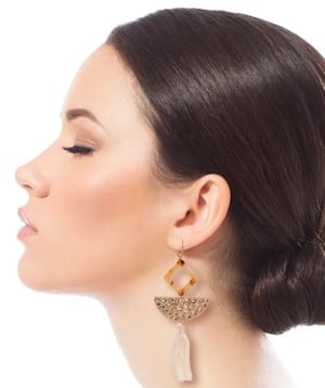 Image of Crave Diamond Tortoise Tassel Earrings 