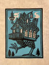 Baba Yaga Hut Block Print