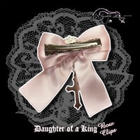 Image 2 of Baby Pink Daughter of A King Bow Clip - Silver Charm