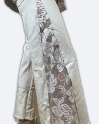 Image 1 of White Denim Jeans with Floral lace fabric