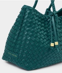 Image 3 of Katie Loxton Palm Green Nova Hand Woven Small Shoulder Tote 
