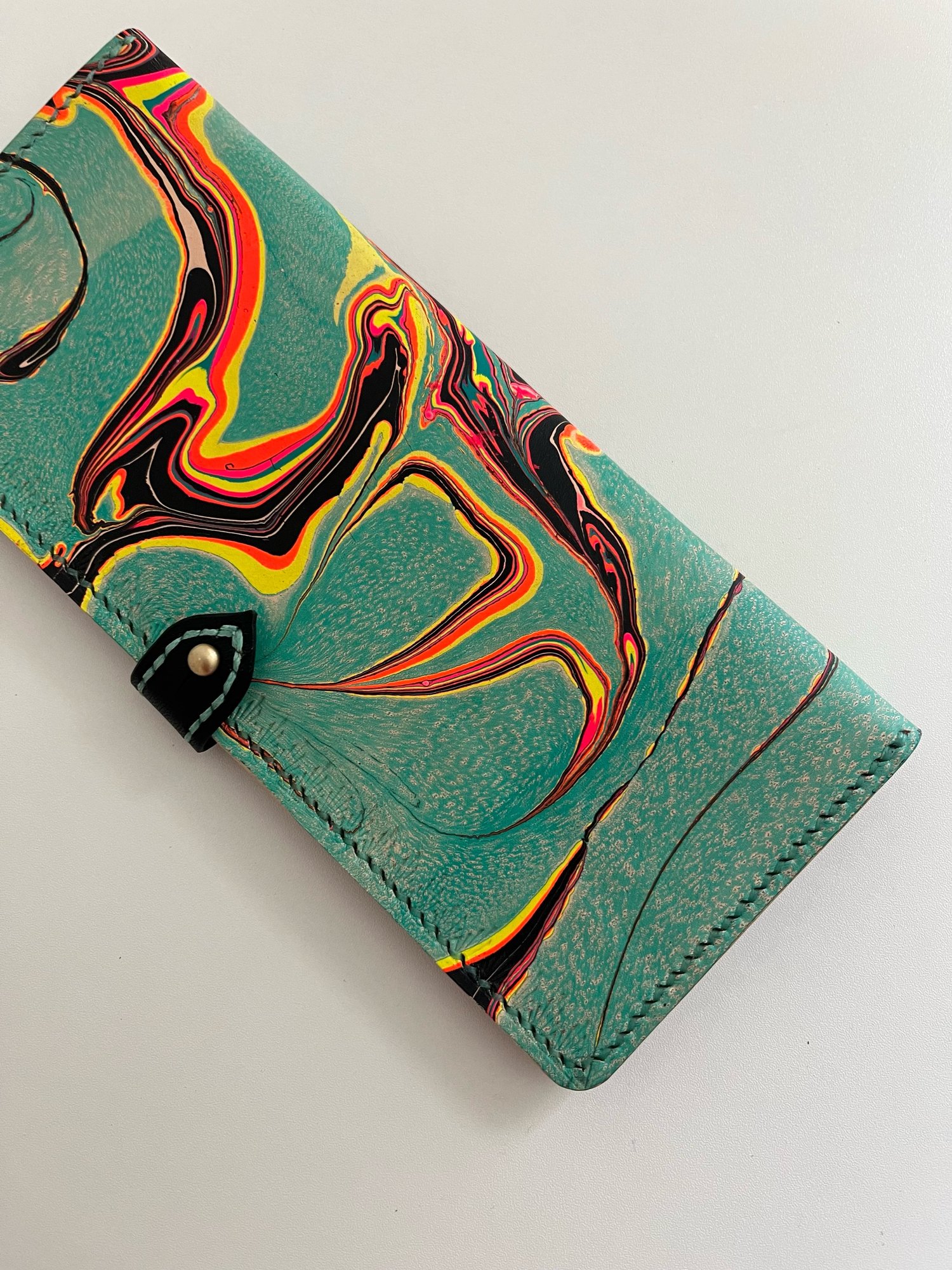 Image of Turquoise/Black Marbled Long Wallet