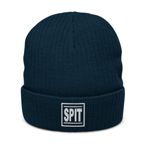 Image of Spit Logo Black Recycled cuffed beanie