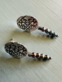 Image 9 of sterling silver and pearl dangle post earrings