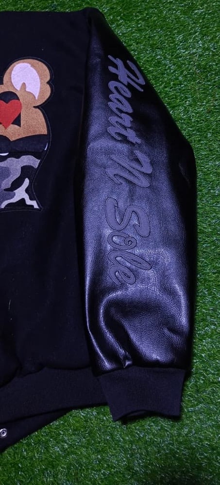 Heart N Sole Triple Black Varsity Jacket 