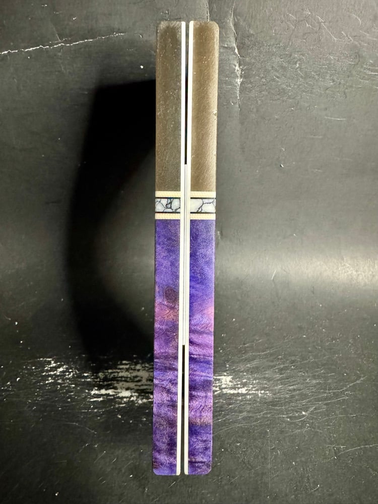 Image of Dark Faux Horn & Purple Maple Burl Segmented Knife Scales