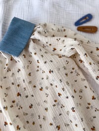Image 4 of Tissu Double Gaze Gaufrée Nelsi Écru/fauve