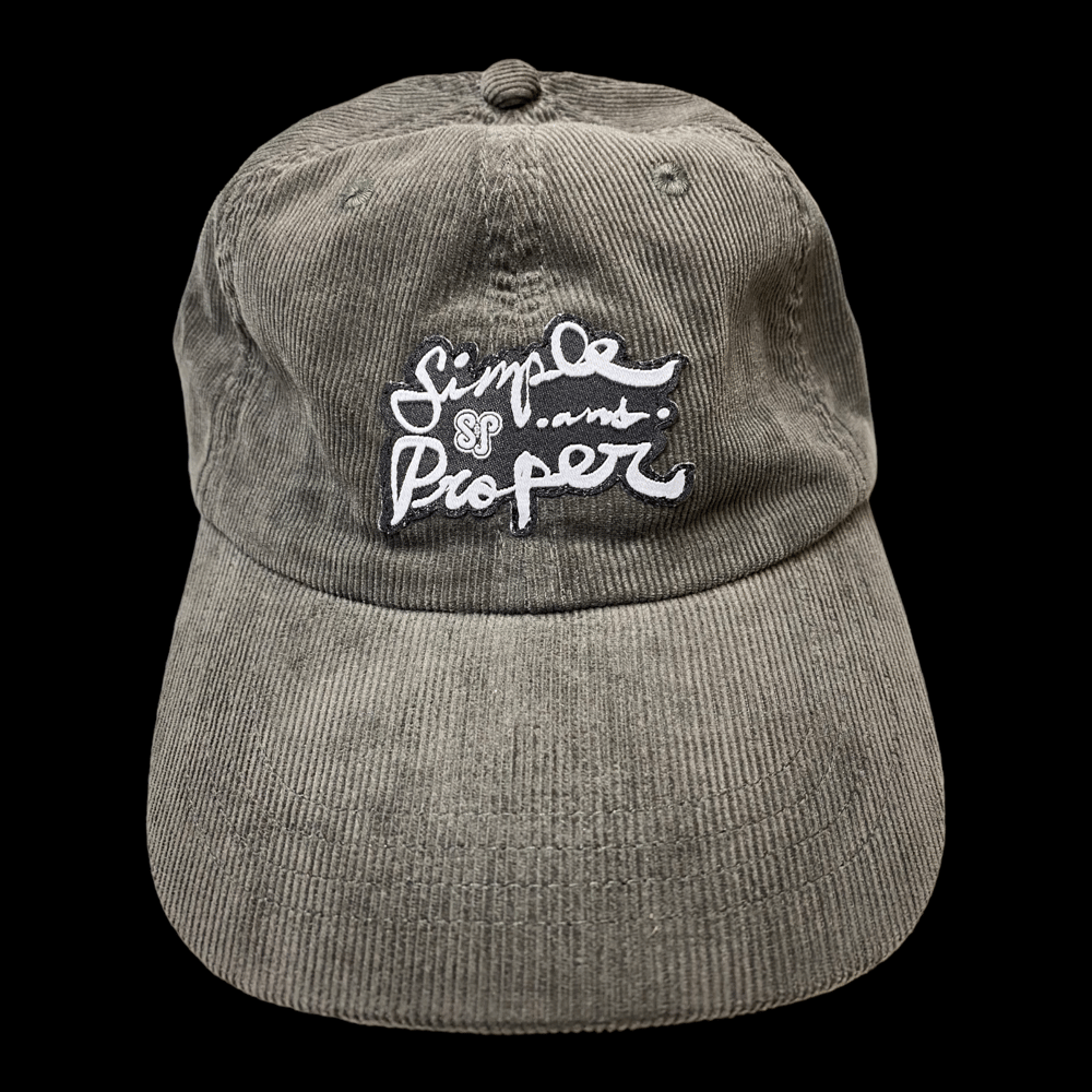 Image of S&P-“HandStyles” Logo PatchWork Corduroy 6-Panel StrapBack Cap (Dark Olive)