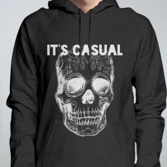 Image of black day of the dead men's pull over hoodie,
