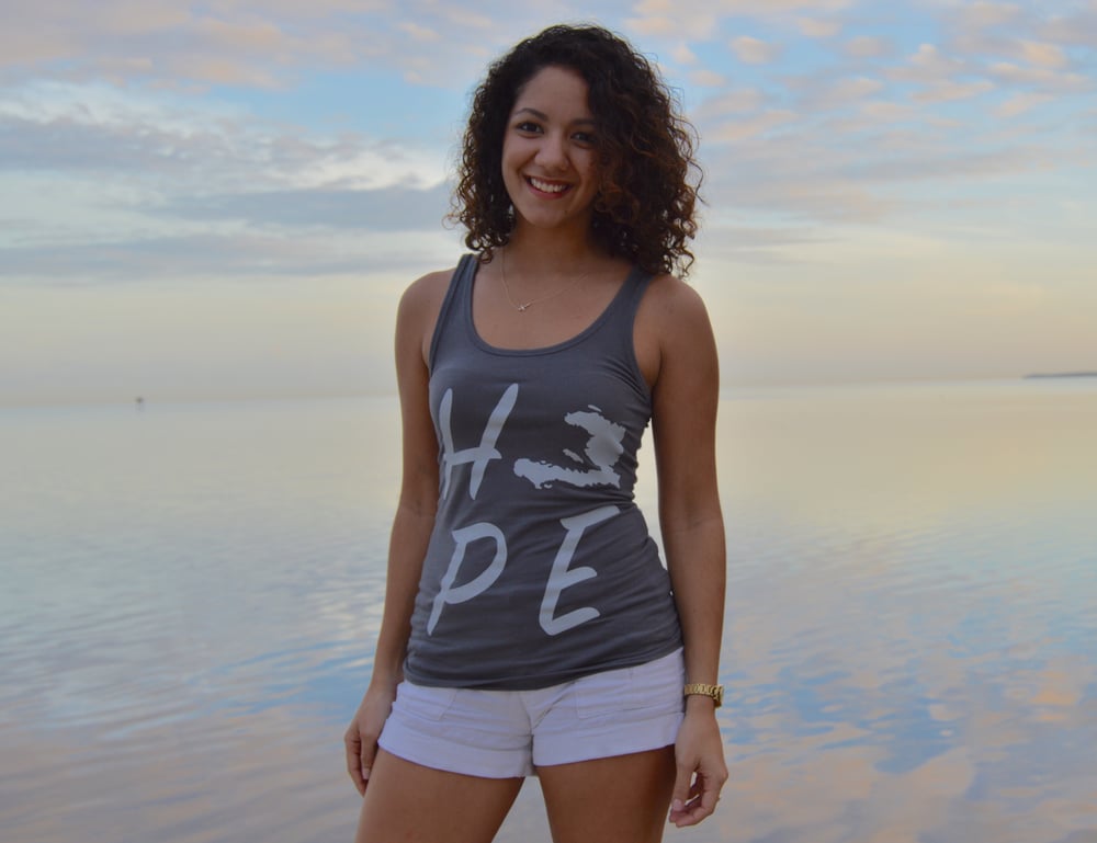 Image of Women's Gray Fitted Hope Tank