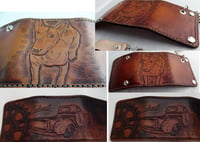 Image 3 of Custom Hand Tooled Leather trifold Wallet. Your image/design or idea. Chain Wallet. Biker Wallet.