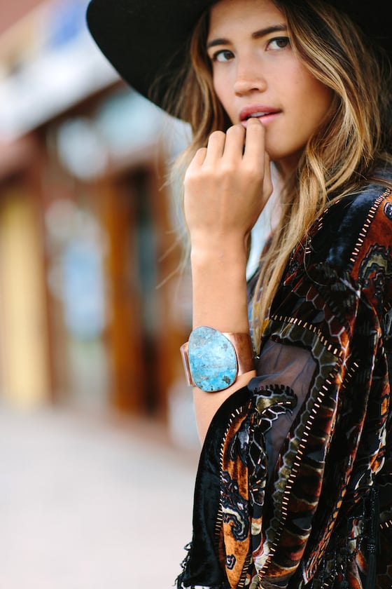 Image of Native American Navajo Made Copper & Turquoise Bracelets