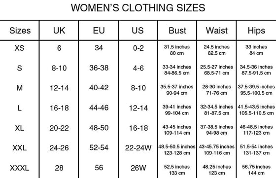 Image of Size Chart