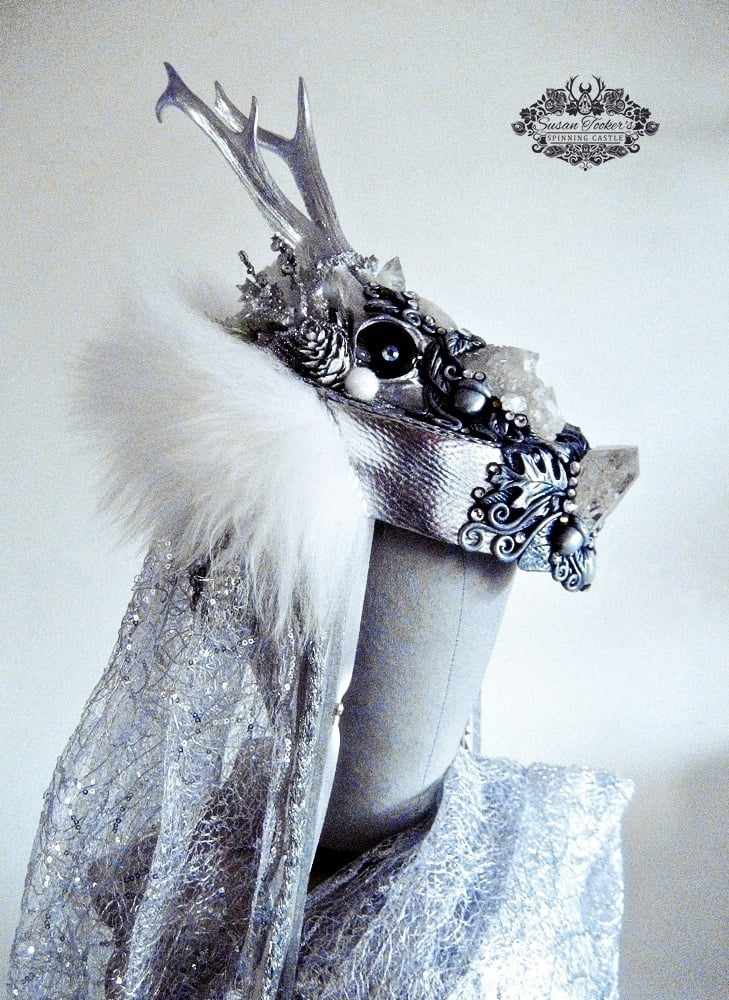 Image of SKADI - Winter Goddess Snow Queen Antler Headdress Woodland Fantasy Crown