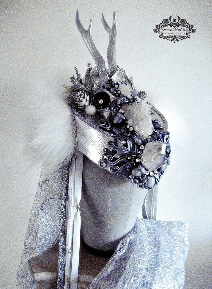 Image of SKADI - Winter Goddess Snow Queen Antler Headdress Woodland Fantasy Crown