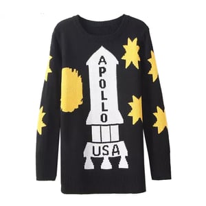 Image of Women's Pullover Knitwear/Sweater With Apollo Spaceship Pattern
