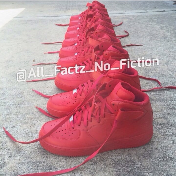 Image of Custom All Red Air Forces Ones