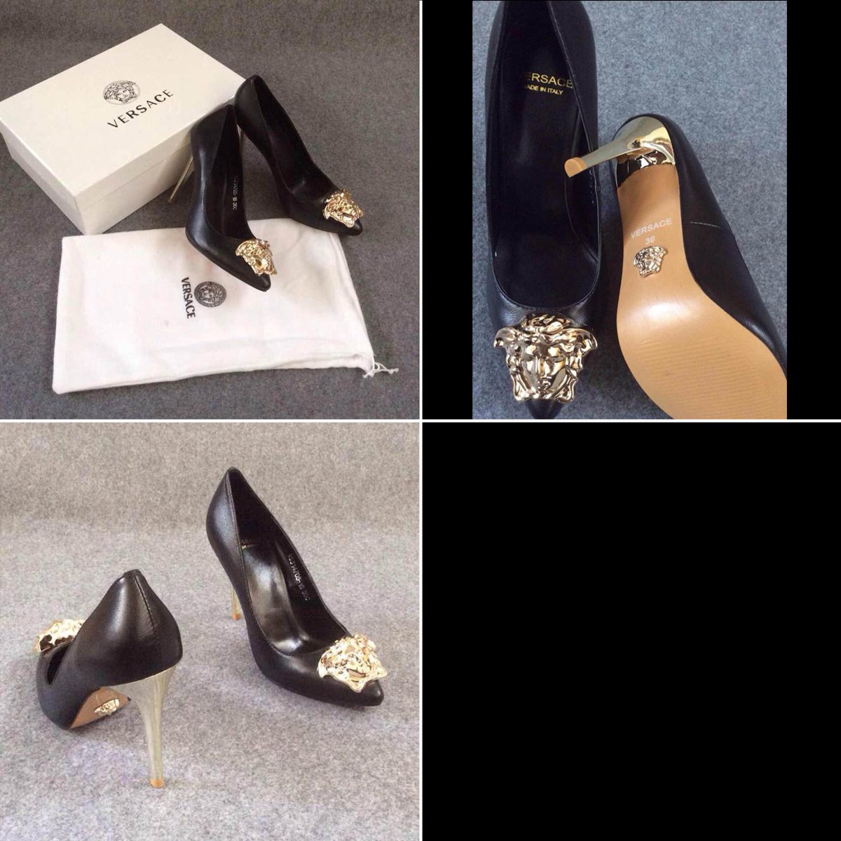Versace Jeans Couture All Over Baroque Print Heeled Pumps - Black/Gold |  very.co.uk