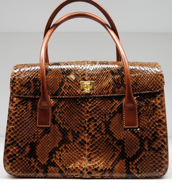 Image of Lambertson Truex Snakeskin Box Car Handbag